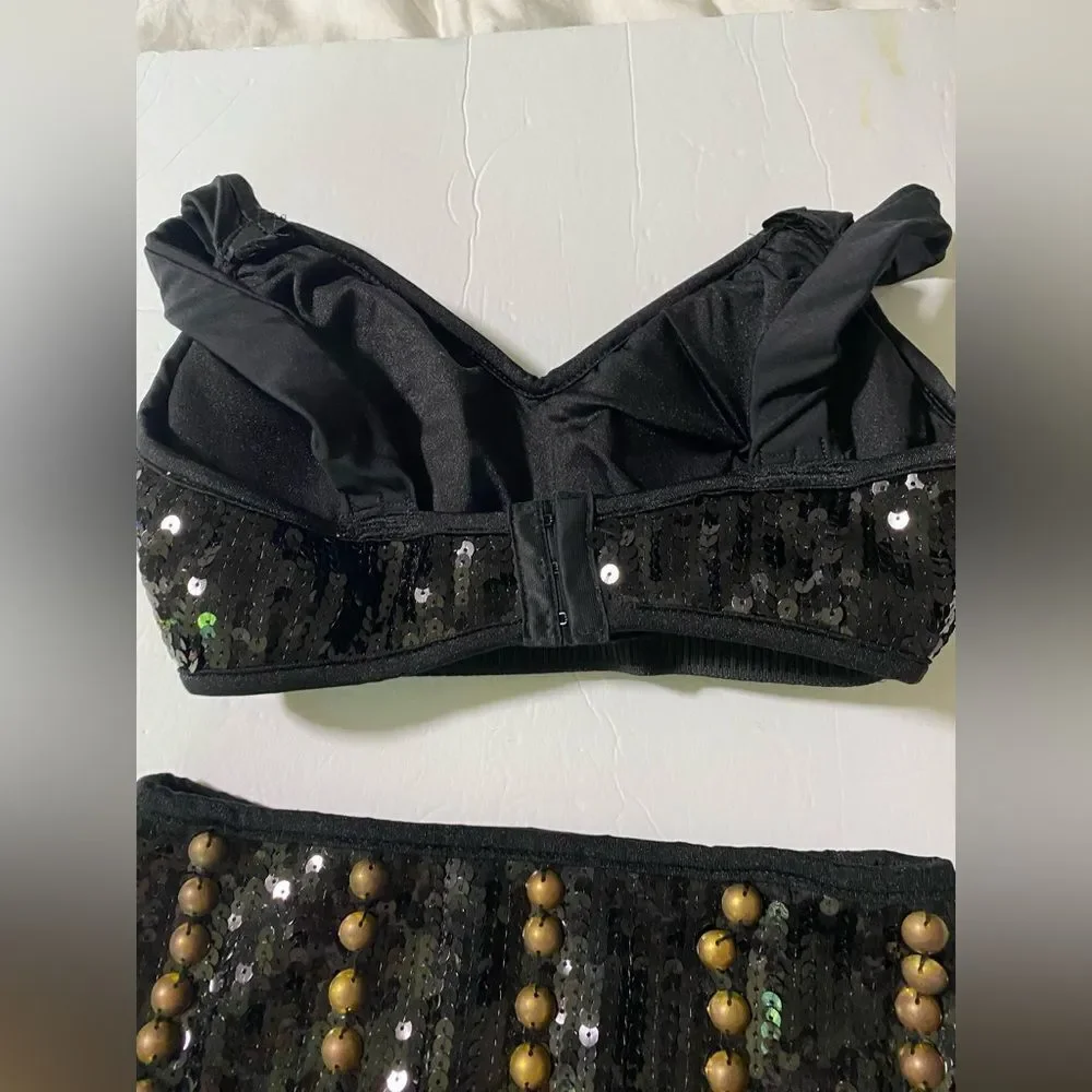 Glamour Dance solo dance costume mature sequin 5556 rocker goth 2 piece SA/MA